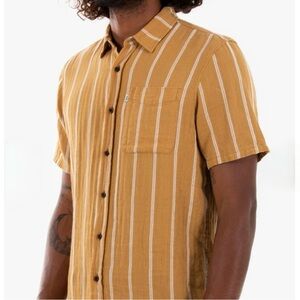 Men's Katin Striped Casual Linen Blend Shirt Size Large